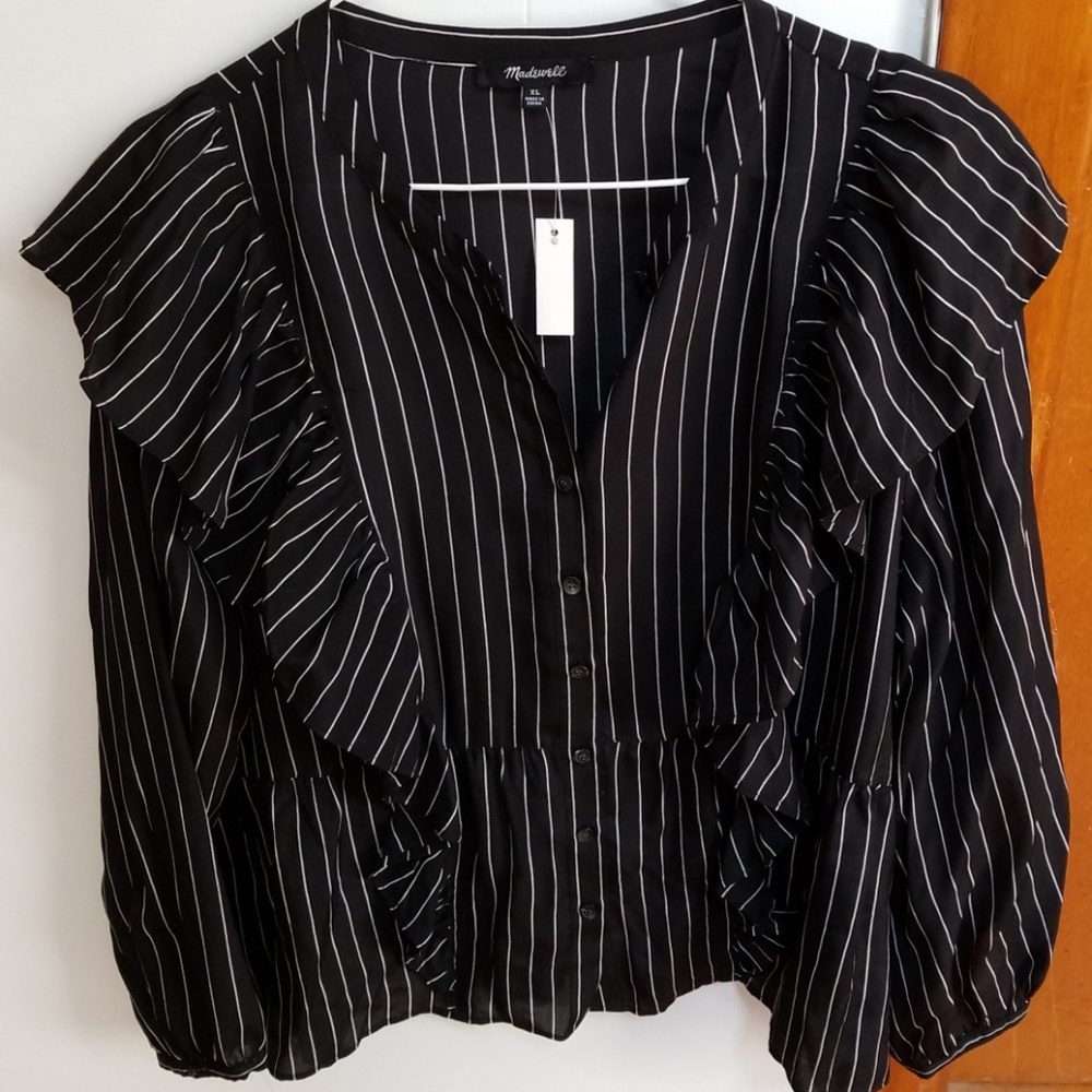 Madewell silk ruffle top NWT